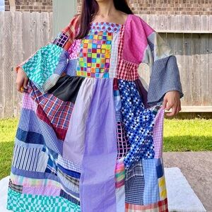 Handmade Quilted Patchwork Plaid Dress SKU 08025